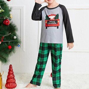 NEW SHEIN Toddler Girls Christmas Print Raglan Sleeve Tee & Plaid Pants SIZE 7-8